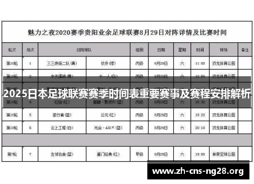 2025日本足球联赛赛季时间表重要赛事及赛程安排解析 2025日本足球联赛赛季时间表重要赛事及赛程安排解析